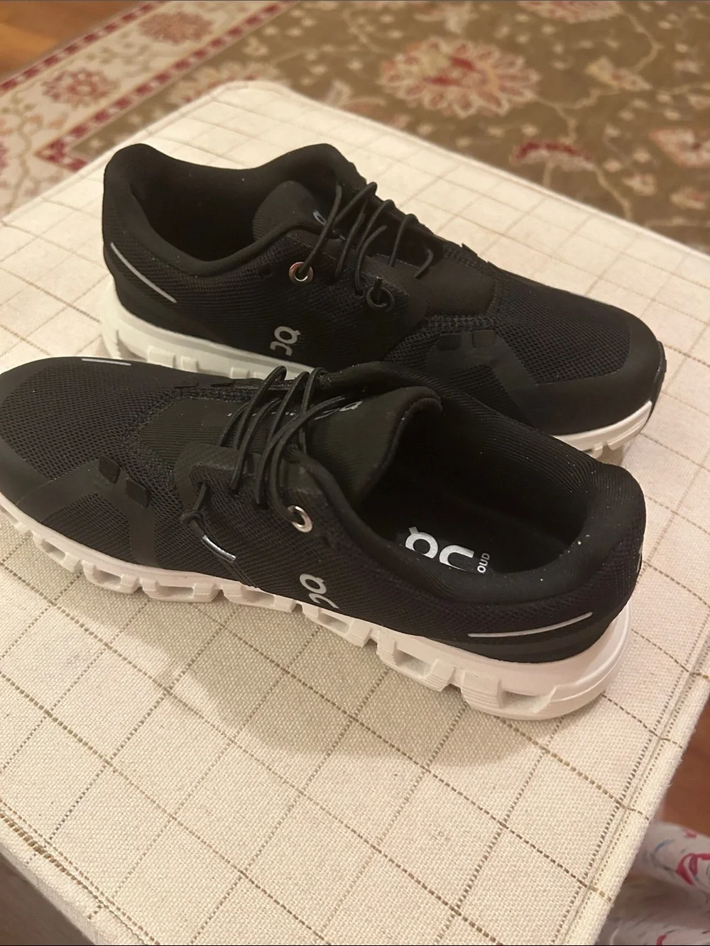 On Running Women’s Black and  White Cloud 6 Running Shoes